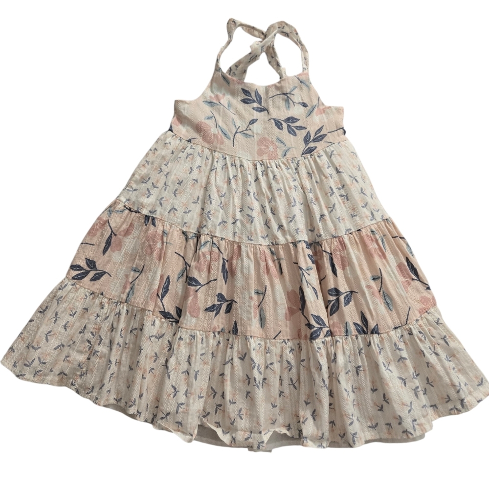 Catherine Malandrino Cream and Blue Floral Kids Dress Size 5T - Like New